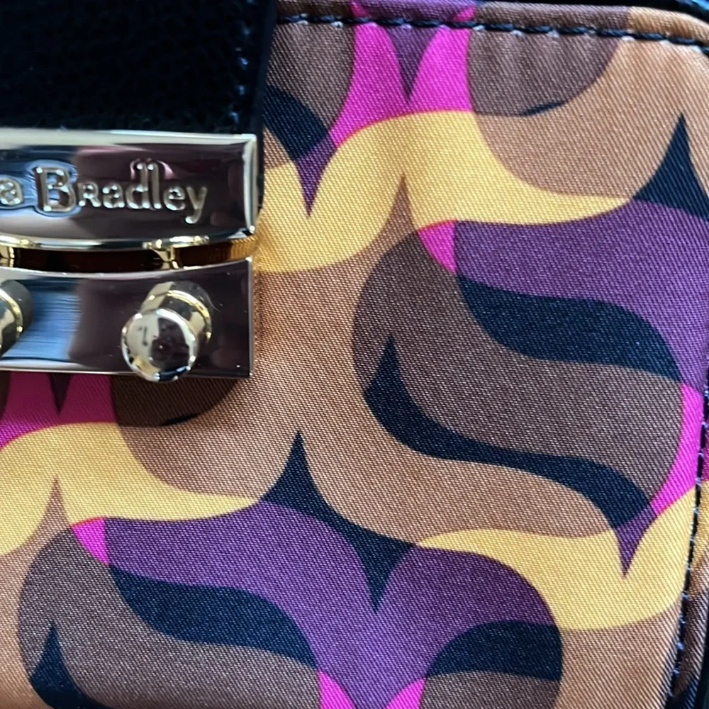 Vera Bradley Pushlock wallet in modern lights with black leather trim
